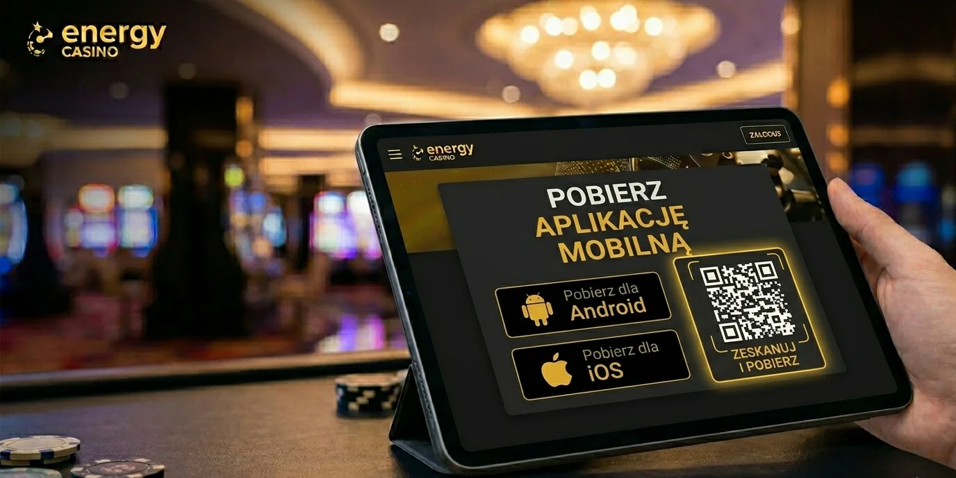 Pobieranie energy casino app przez kod QR na tablecie